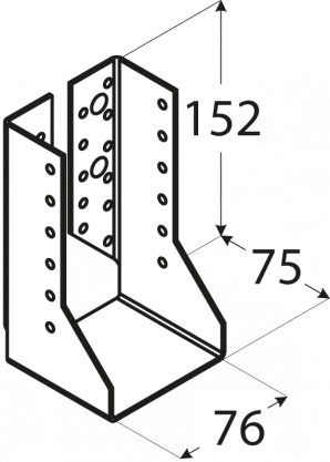Botka trámová uzavřená 76x152x 75, ZN