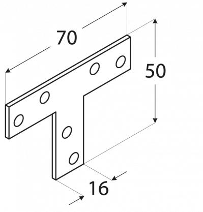 Spojka typu "T" 70x 50x 16, ZN