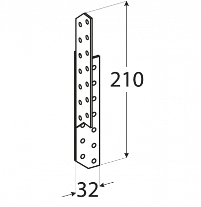 Krokvová spojka pravá210x 32x140, ZN