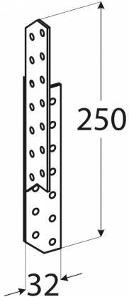 Krokvová spojka pravá250x 32x180, ZN